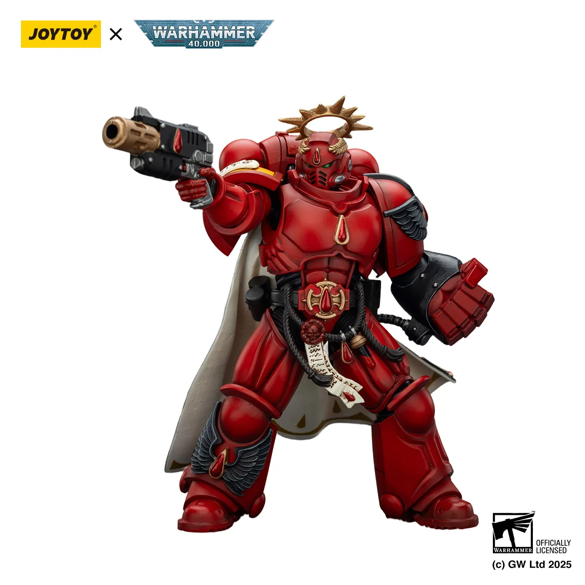 [มีสินค้าในสต็อก] ฟิกเกอร์แอคชั่น JOYTOY Warhammer 40K รุ่น Blood Angels Captain พร้อมปืนอินเฟอร์โนและพาวเวอร์ฟิสต์ โมเดลทหารอนิเมะ