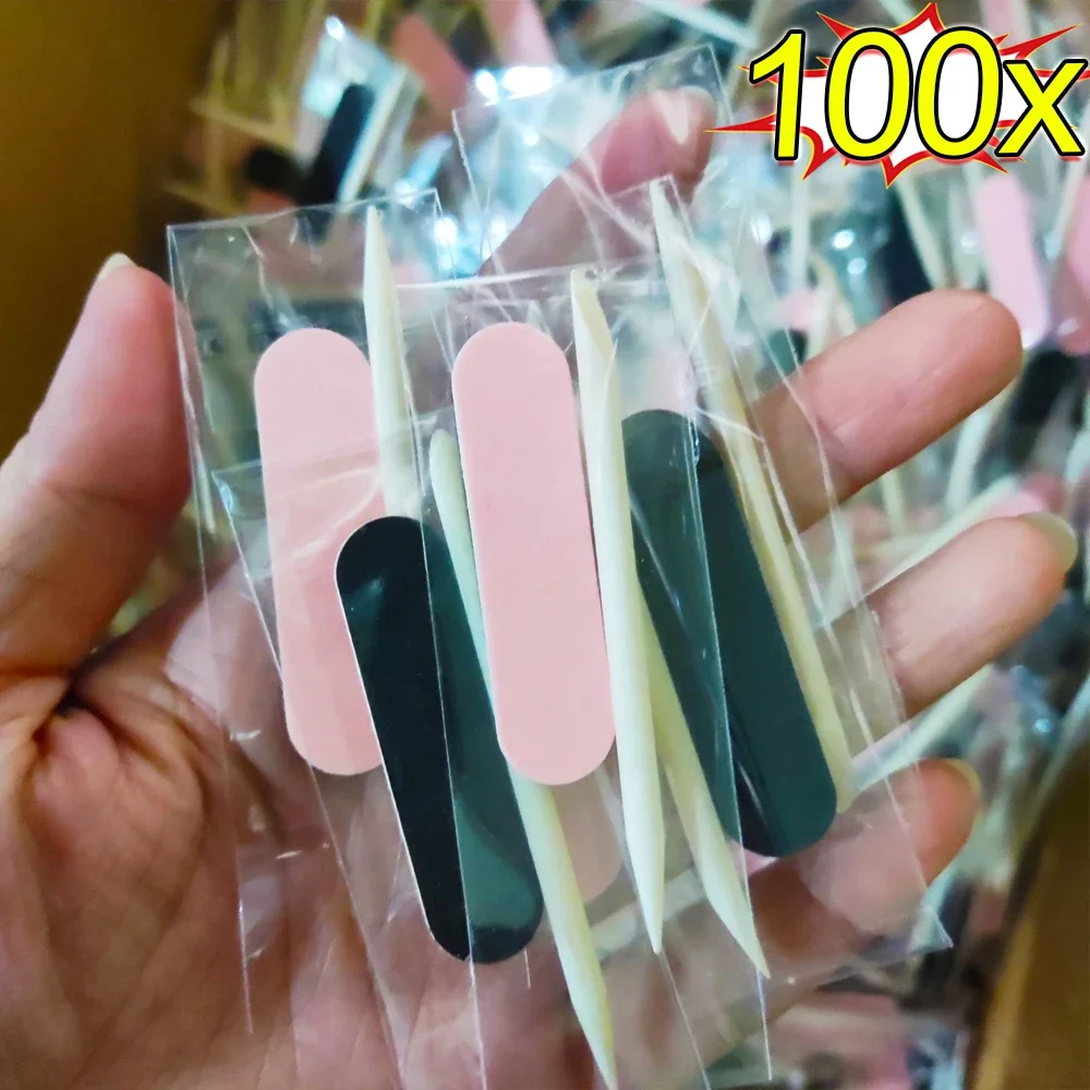 20-100PCS Set Nail Cleaning Disposable Care Kit Mini Nail File Sticks Nail Art Tool Portable Filer Accessories Manicure Supplies