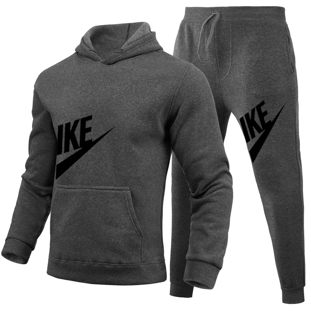 Men's Casual Sports Tracksuits Fashion Hoodies +Pants Suit Outdoor Running Fitness Sportswear Autumn Winter Male Clothing