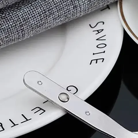 مجموعة أدوات مائدة تخييم خارجية 2 في 1 شوكة وملعقة حلوى محمولة متينة من الفولاذ المقاوم للصدأ شوكة وملعقة صغيرة أدوات مطبخ - 4