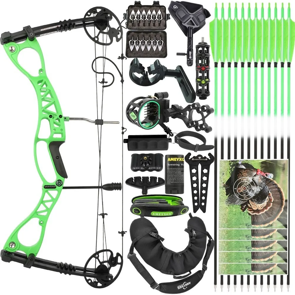 

Archery 0-70lbs 33'' Compound Bow Set Arrow 320fps Let-off 80% Target Shooting Axle-axle 30inch Brace Height 7.4" Hunting Acc