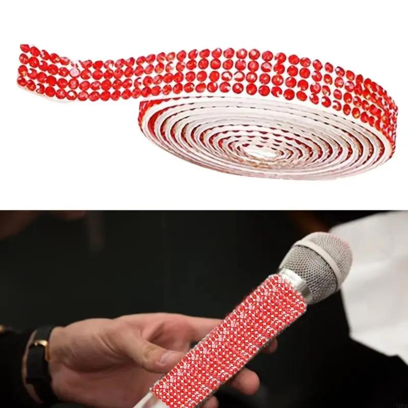 반짝이는 모조 다이너스 리본 리본 1 마당 롤 크리스탈 리본 롤 접착제 리본 웨딩 케이크 장식을위한 리본 Y08E