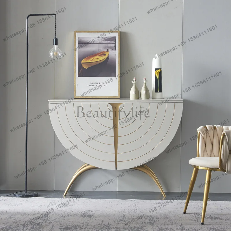Light luxury semi-round entrance cabinet Italian high-end corridor decorative cabinet