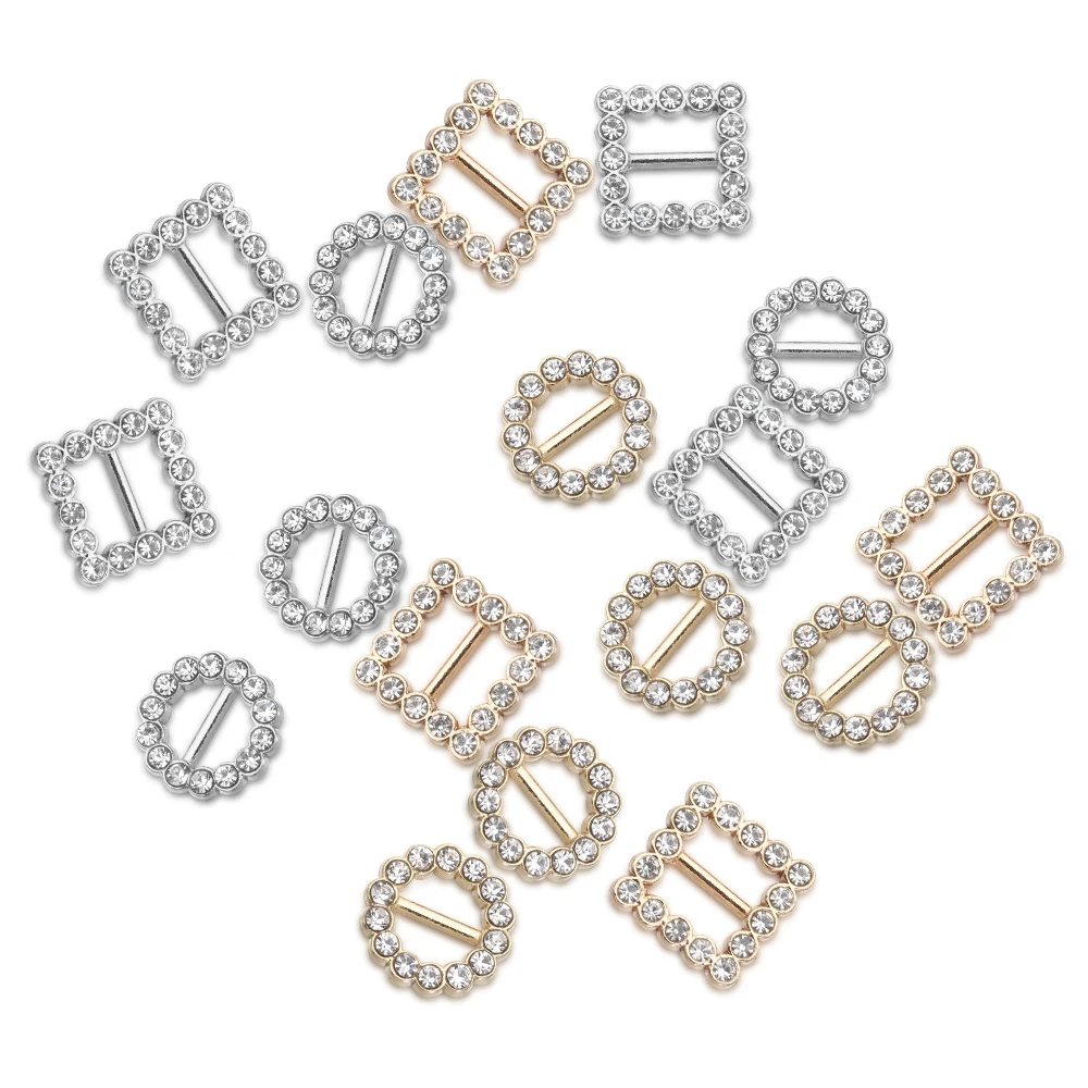 10Pcs Diamond Metal Mini Tri Glide Buckle For Doll Clothes Leather Bag Shoulder Strap Belt Web Adjust Tri-glide Pin Roller