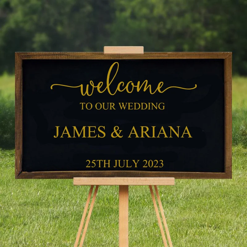 Customized Welcome Mirror Vinyl Sticker Personalized Names and Date Wall Decal Wedding Party Decor Wedding Sign Vinyl Mural S627