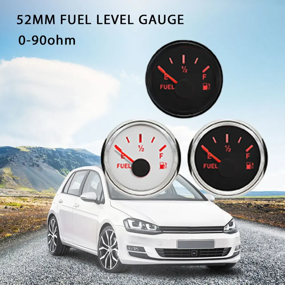 

RHAXEL 52mm Fuel Level Gauge 0-90ohm with Red Backlight 12V 24V for Car Boat RV Level Sensor 150mm 200mm 300mm Long