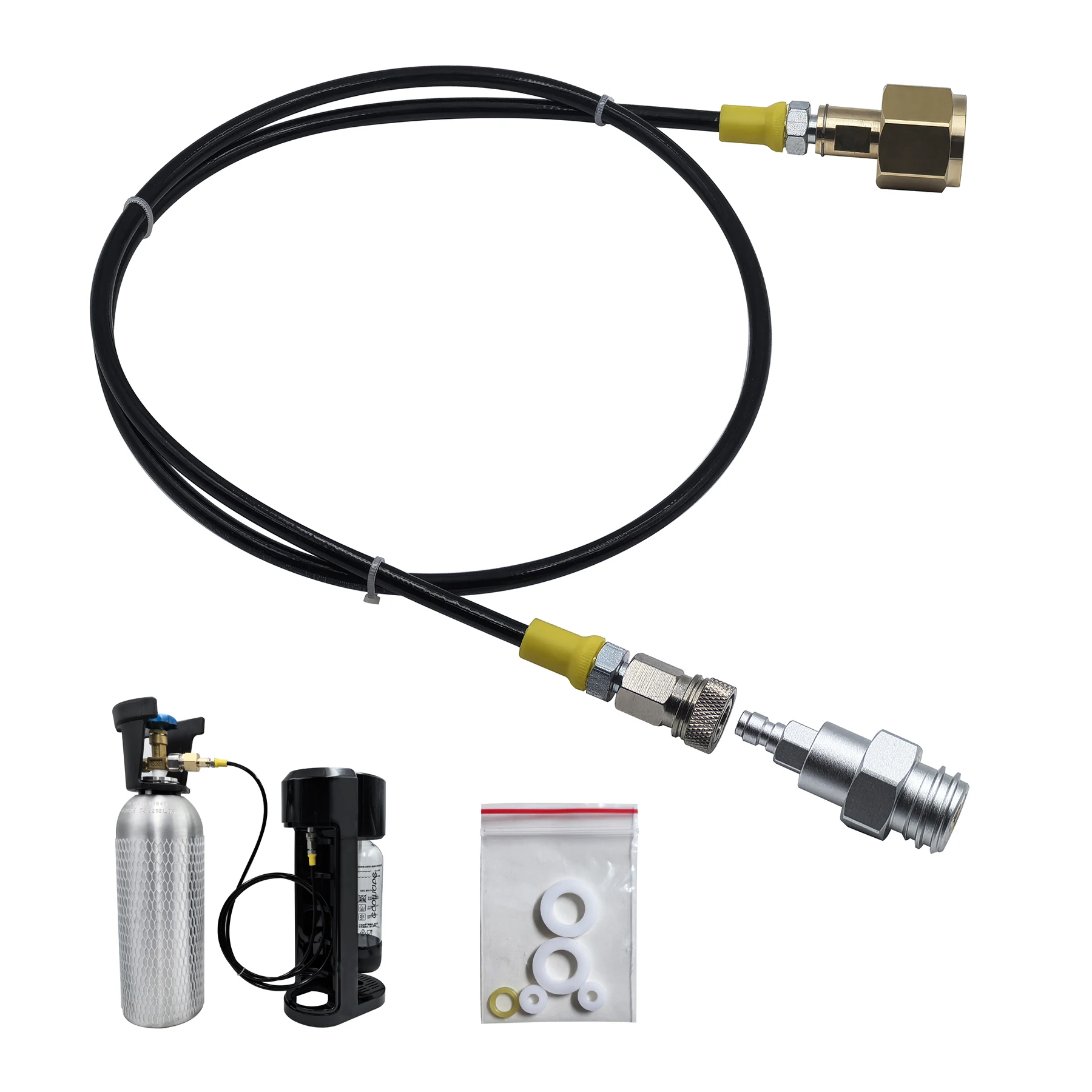 Soda Maker Accessories To External CO2 Tank Adapter Kit with Quick Disconnect Connector W21.8-14 G3/4 CGA320