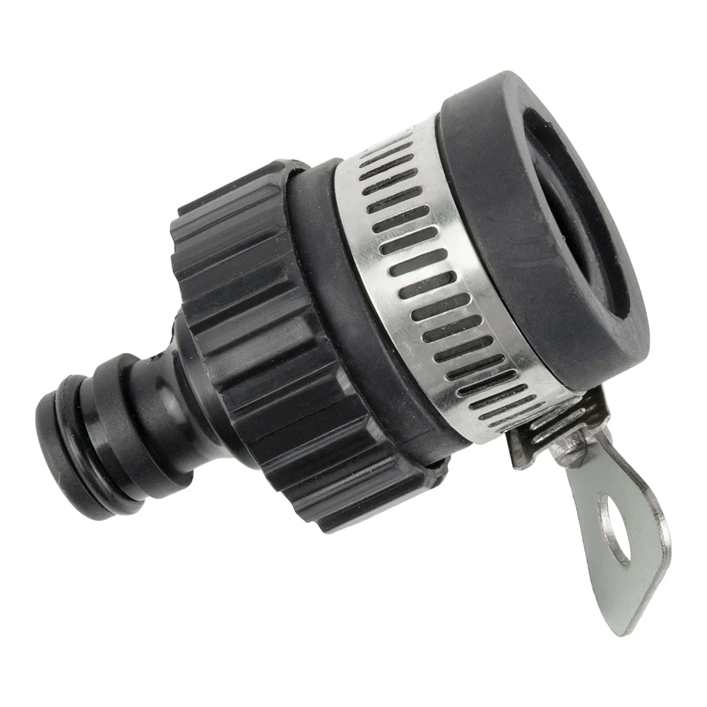 Adapter for Garden Hose Pipe Fitting to Connect with Kitchen Mixer Tap 14mm 20mm Diameter Stainless Steel Clip and Rubber Seal