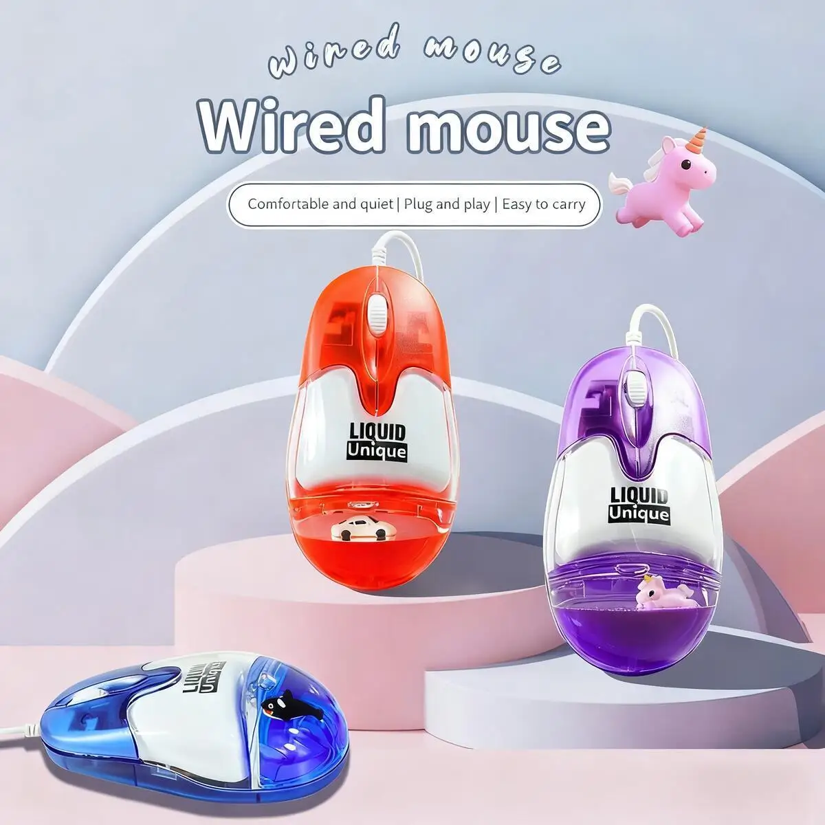 

Creative Cute Aqua Floating Toys Wired Mouse Ergonomics Mute Anti-slip Frosted Texture Dynamic Mice For PC Laptop Computer Gifts
