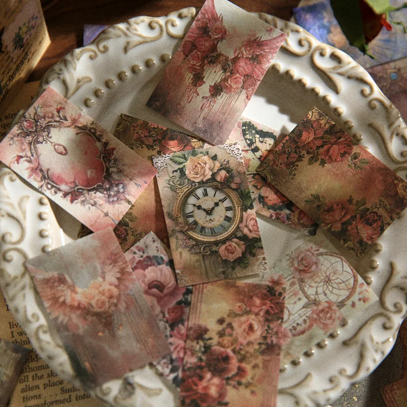 ロスト・リライズシリーズ ヴィンテージ バタフライ フラワー ムーン ランドスケープ マテリアルペーパー クリエイティブ DIY ジャンクジャーナル コラージュ 文房具