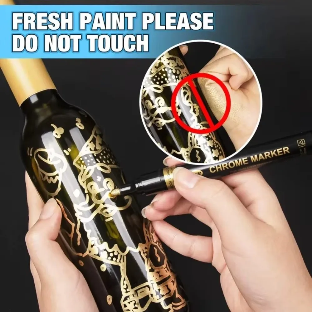 

6pcs Creative 2mm Mirror Marker Pen Gold & Silver Reflective Paint Reflective Paint Pen DIY Model Painting Spray Paint Pens Mugs