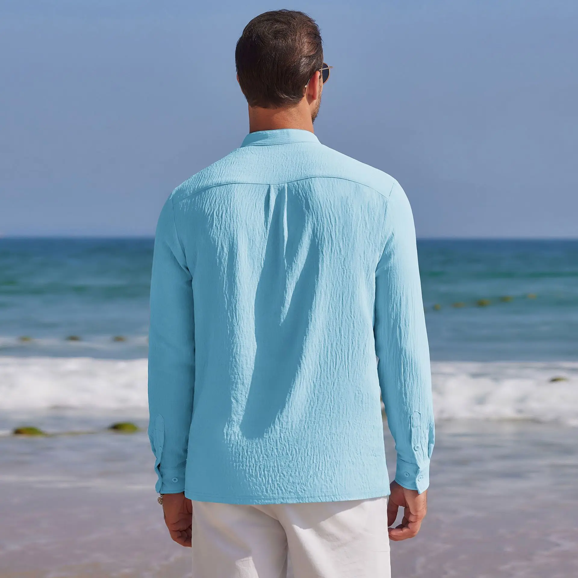 ربيع الخريف أزياء الرجال عارضة قميص نوعية جيدة رقيقة بلون الأعمال نمط بسيط الأساسية بسط التلبيب بلوزة الذكور