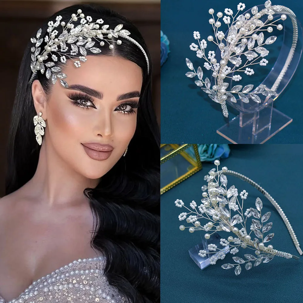 DZ028 Handmade Wedding Headpieces Bridal Headdress Pageant Hair Jewelry Crystal Hair Accessories for Brides and Bridesmaid