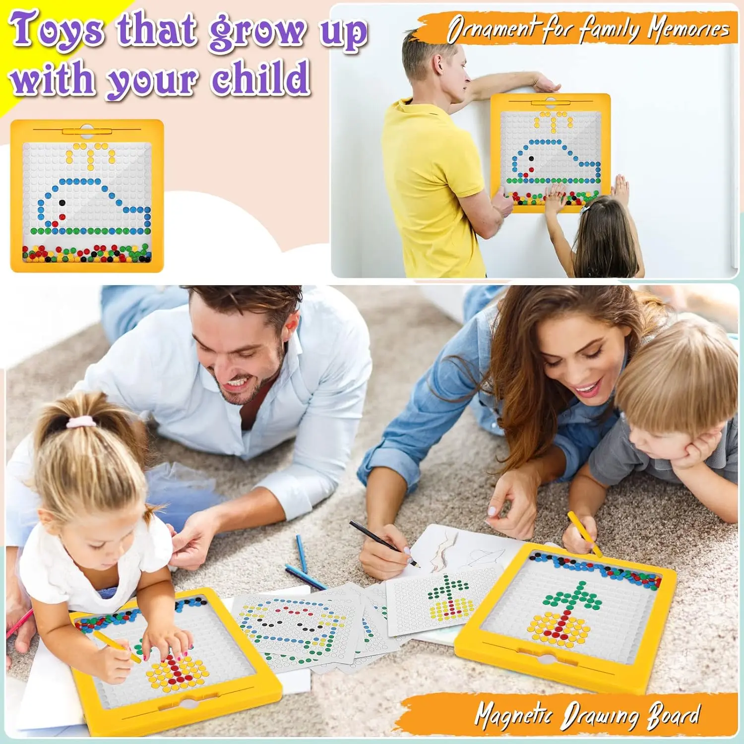 Magnetic Drawing Board for Toddlers Magnet Beads and Pen Drawing Board Montessori Educational Sensory Travel Toys