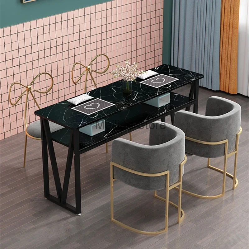 Moderne Smeedijzeren Manicure Tafels Voor Commerciële Meubels Nagel Tafel Zuinig Design Manicure Winkel Eenvoud Nail Station