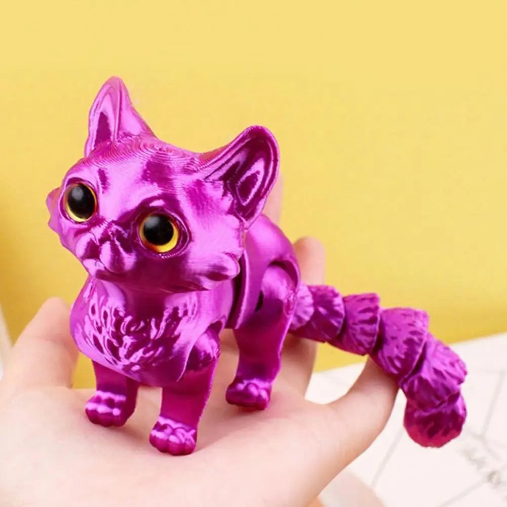 Stress Relief Cat Toy 3d Printed Cat Toy Stress Relief Model Articulated Fidget Toy Desktop Pet Decoration Ornament for Office