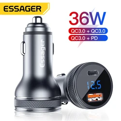 Essager Mini 36W USB Car Charger Quick Charge 3.0 Charger For iPhone 14 13 Samsung Xiaomi USB Type C Fast Charging Car Charger