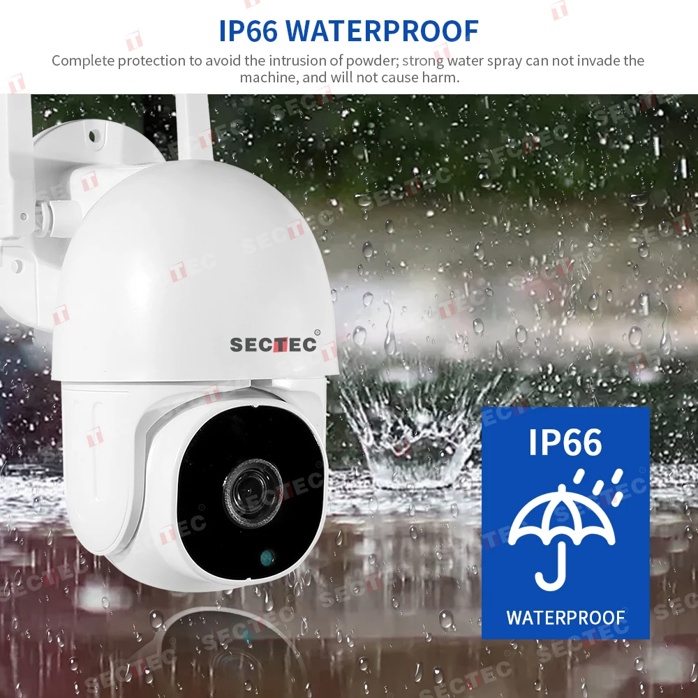 Mini Monitor de seguridad TUYA 1080P, cámara PTZ SECTEC en casa, visión nocturna HD, Audio bidireccional, impermeable IP66, seguimiento automático