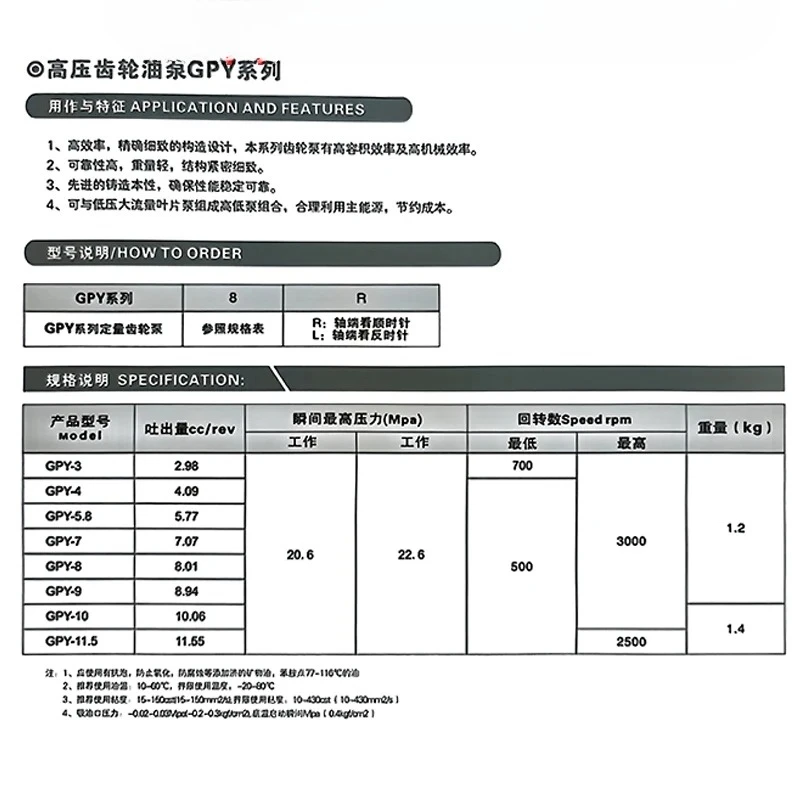 مضخة تروس الضغط العالي GPY-2R-3R-4R مضخة زيت GPY-5.8R-6R-7R مضخة هيدروليكية GPY-10R-11R-9R #2