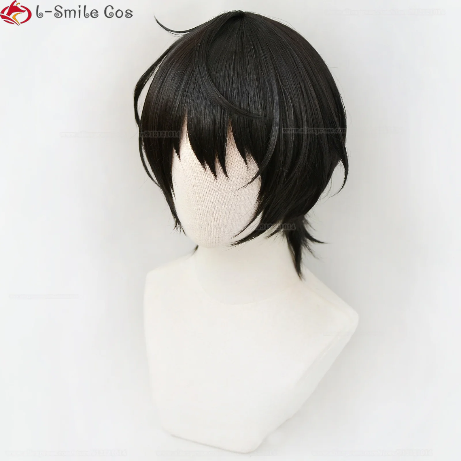 Peruca preta curta Sakuma Ritsu, ES Cosplay Wig, Cabelo resistente ao calor, Perucas Sakuma Rei Party, Boné