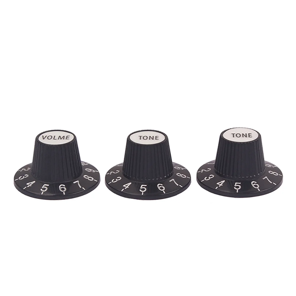 

3Pcs High Neck Knob Plastic Volume Tone Control for Electric Guitar Bass Replacement Parts Easy Install Gd53 Black