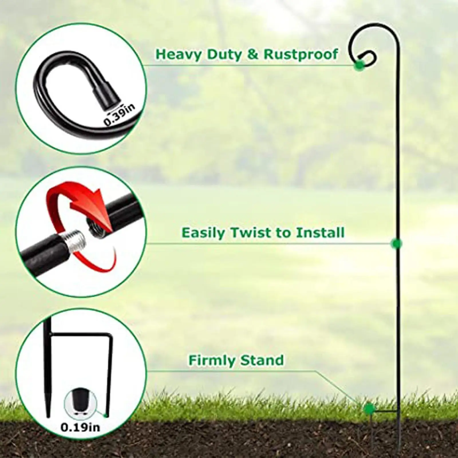 

Garden Hook 120cm Heavy Duty Metal Hanger 2 Pieces Plant Hooks for Garden Lawn Yard Outdoor Bird Feeders Lanterns Solar Lights