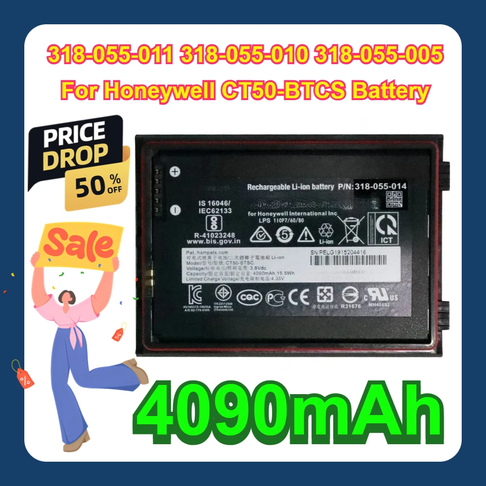 

4090mAh 318-055-011 318-055-010 318-055-005 For Honeywell CT50-BTCS Battery