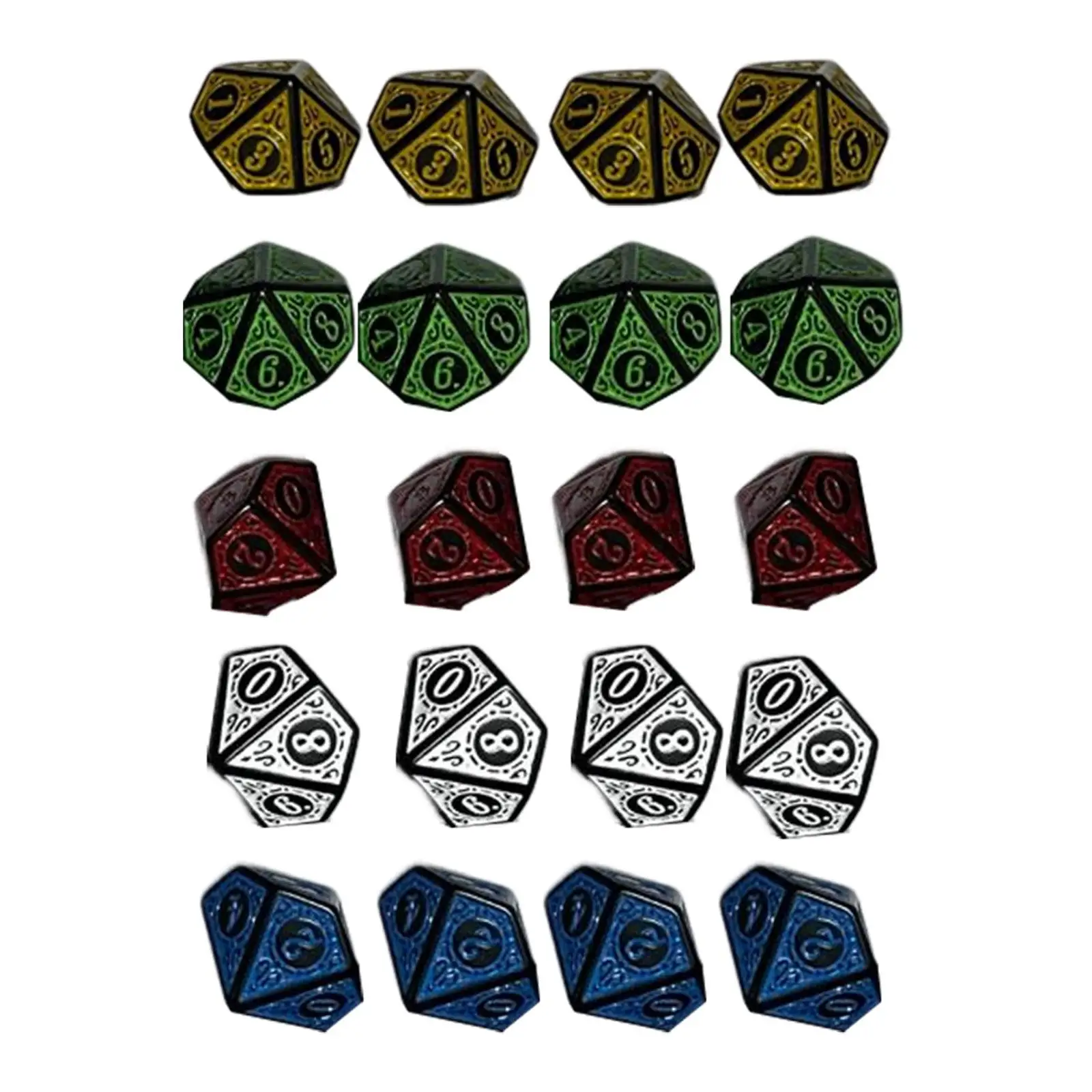 

Набор из 20 десятигранных кубиков D10 для настольных игр, MTG, RPG, ролевых игр, обучения математике, 16 мм, акриловые многогранные кубики