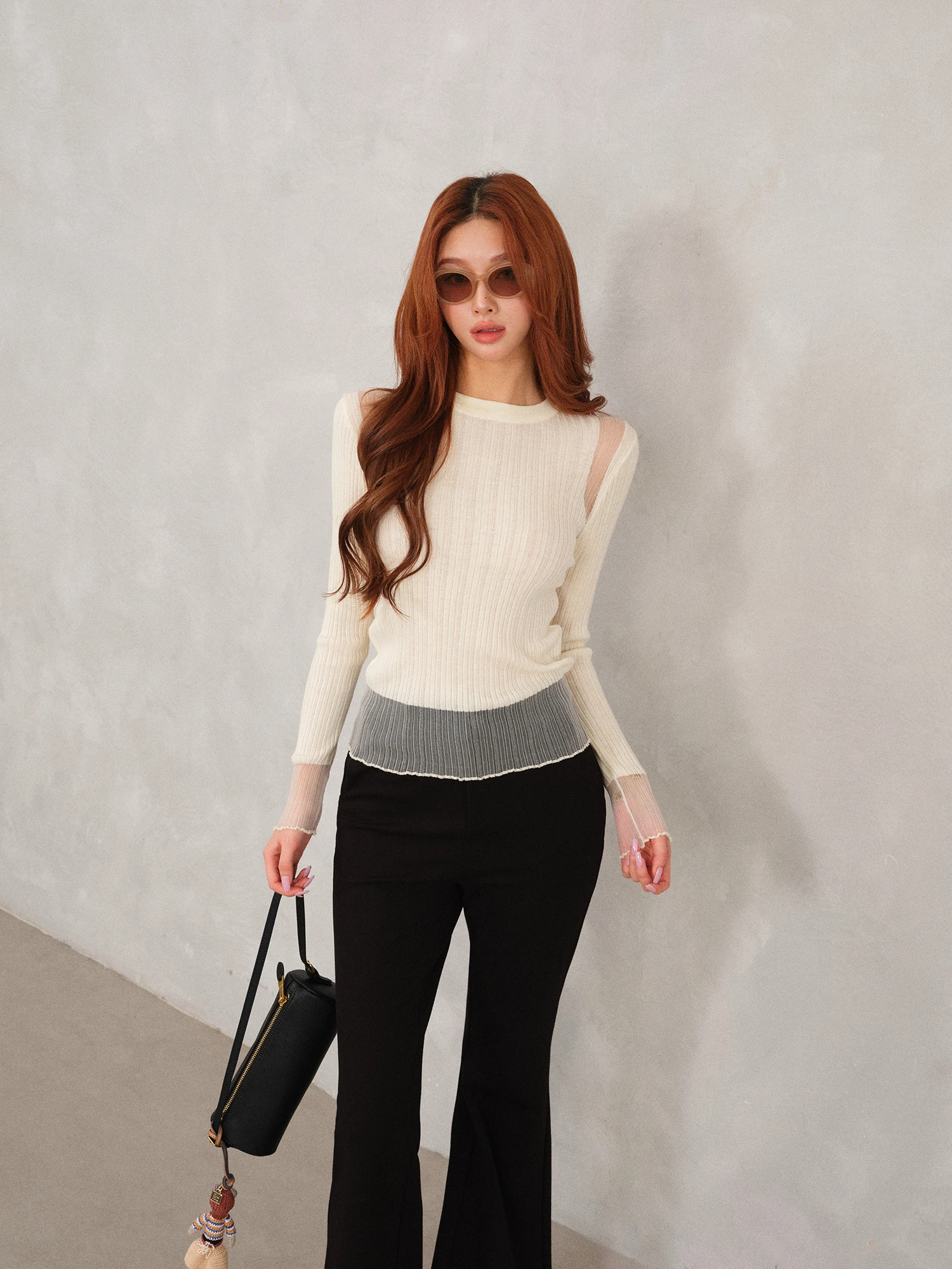 

FORNIYOYO Нежный вязаный свитер с длинными рукавами для женщин, модный, прозрачный дизайн, весенний, легкий