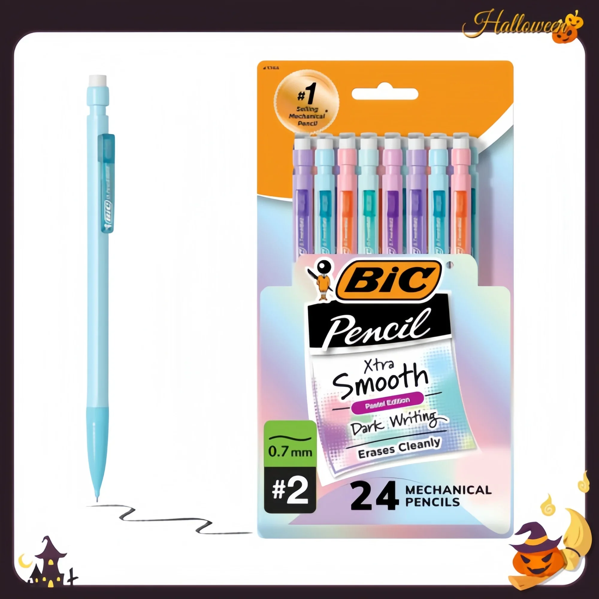 أقلام رصاص ميكانيكية مقاس 0.7 مم مكونة من 24 قطعة مع ممحاة ومستلزمات مدرسية ومكتبية كبيرة