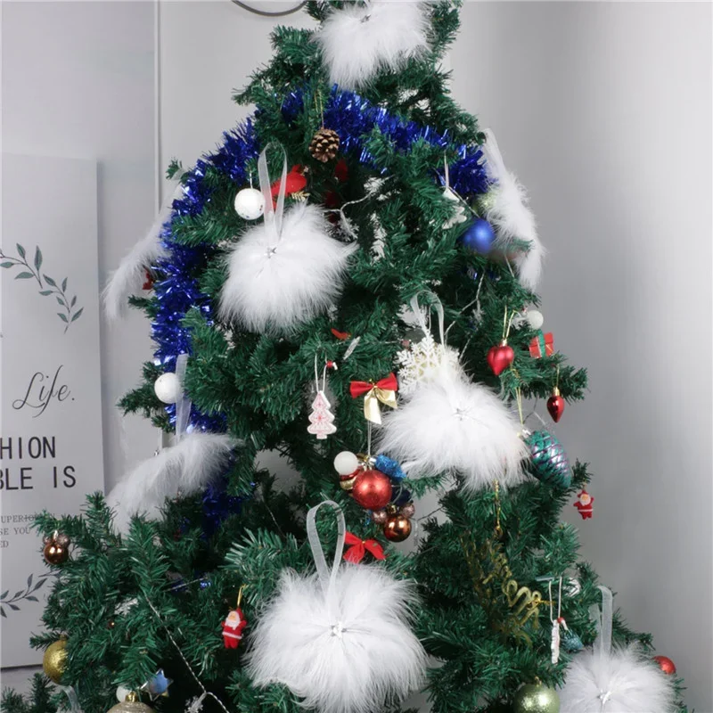 1/5/10Pcs Feather Wing Christmas Tree Decor White Hanging Feather Star Bauble Ornament Wedding Decoration Navidad Noel New Year