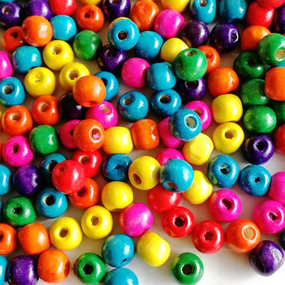 4-20mm Colorful  Round Spacer Wooden Beads Balls Charms for Jewelry Making DIY Accessoreis Fit Necklace Pendant 10-500pcs/lot