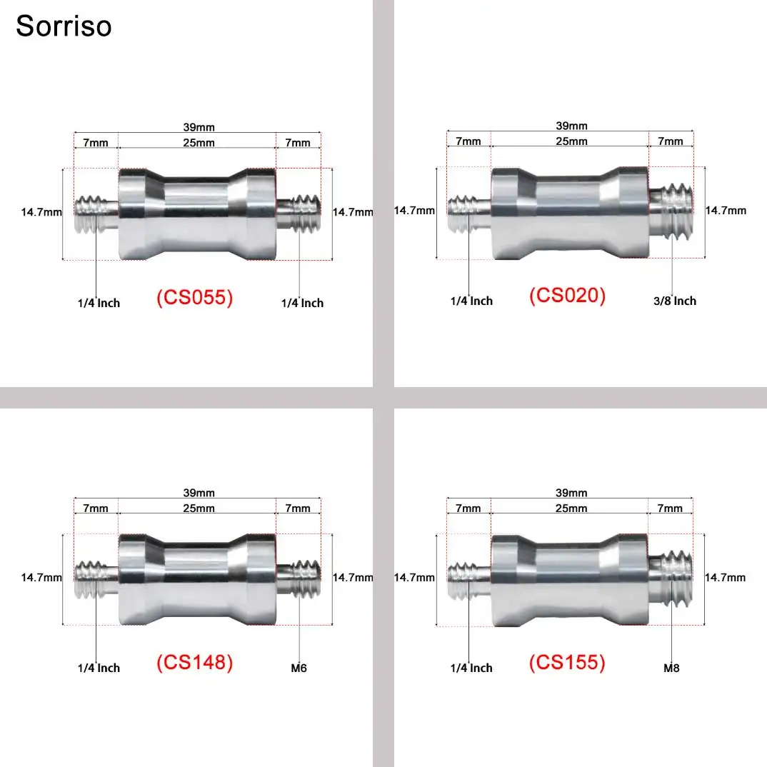 카메라 암수 변환 나사, Dslr 라이트 스탠드 삼각대용 고정 마운트 변환기, 1/4 인치, 3/8 인치, 20 스레드