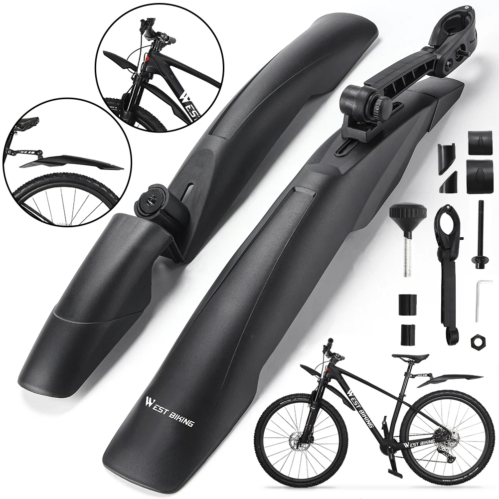 2Pcs Bike Fenders Mudguard Adjustable Cycling Splash Guard Dustproof Bike Fender Bicycle Mudguard for 26 27.5 29 Inch Bike