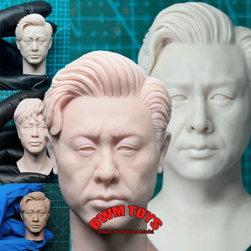 Unpainted DIY 1/6 Male Soldier Villain Gao Qiqiang White Model Head Chinese Film Television Actors Head For 12inch Action Figure