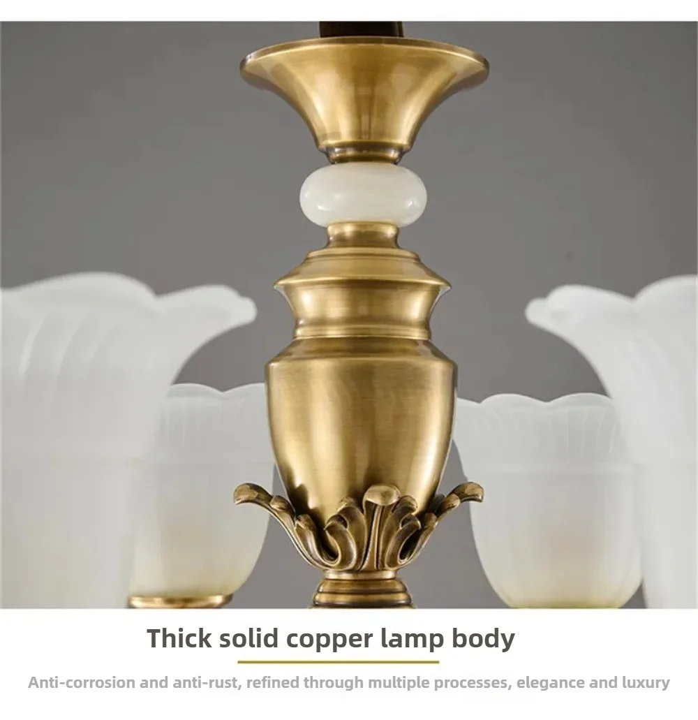 American-Style Chandeliers - All-Copper Living Room Lamps Dining Room Lamps Bedroom Lamps Villa Study Lamps Tea Room Lamps