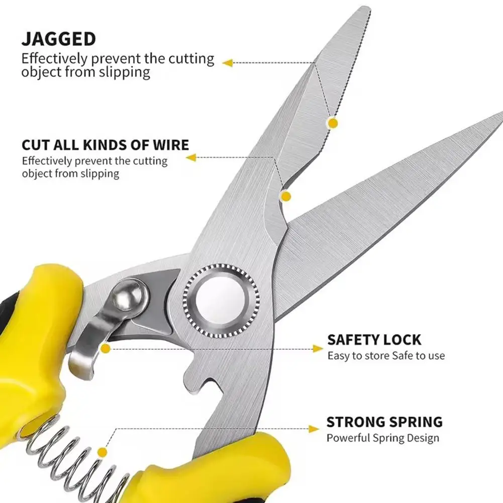 1Pc Stainless Steel Electrician Scissors Multifunctional Manually Shears Groove Cutting Wire And Thin Steel Plate Hand Tools