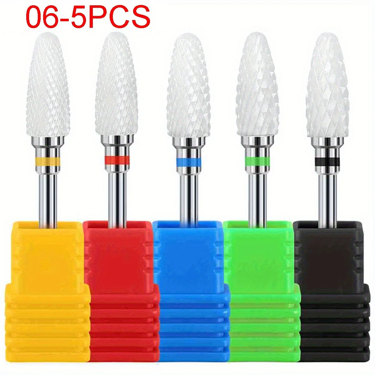 Set di 5 Punte in Ceramica per Trapano per Unghie, Accessori per Manicure e Pedicure