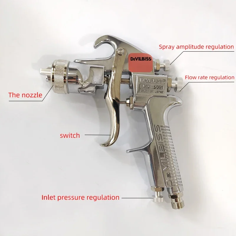 Devilbiss Spray Gun JGX-502 Car Spray Gun Nozzle 1.4 / 1.8mm Pneumatic Gravity Type / Up Suction Type Paint Spray Gun