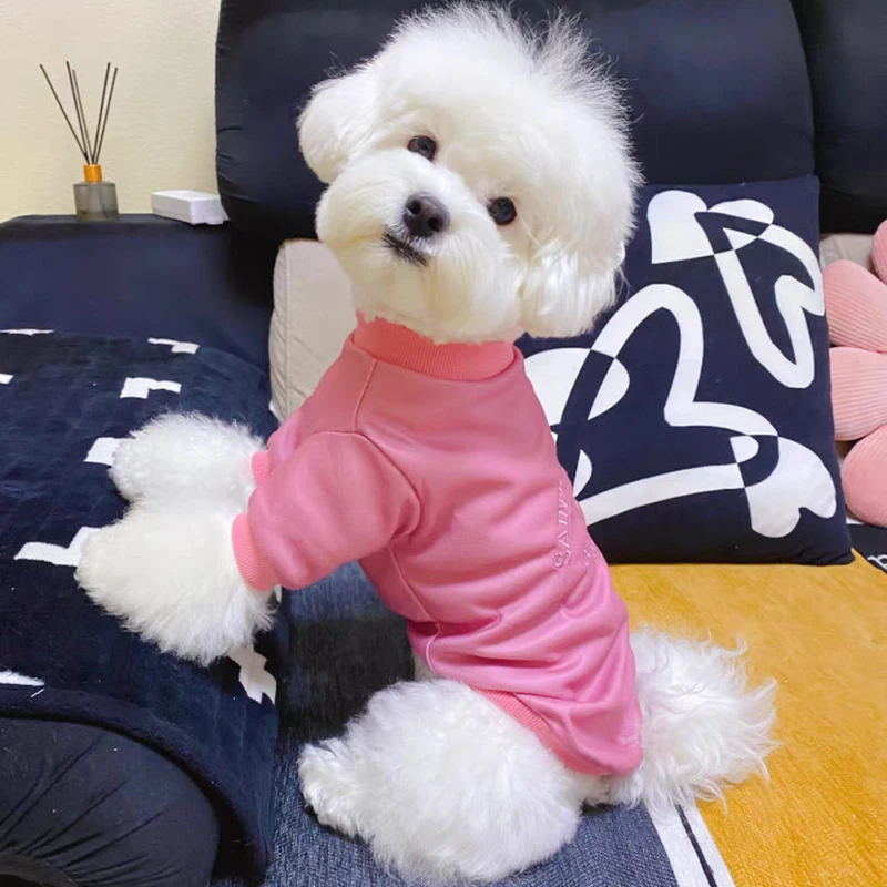 Dog Hoodies Solid Thin Pet Dog Pullover Letter Embroidery Puppy Sweatshirt Fashion Cat Dog Costume Chihuahua Bichon Yorkie Coat