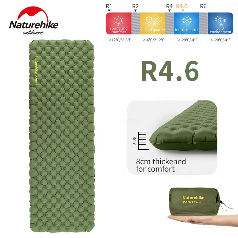 Naturehike – matelas gonflable d'extérieur, valeur R 4.6, épaisseur 8cm, ultraléger, portable, pour camping et randonnée
