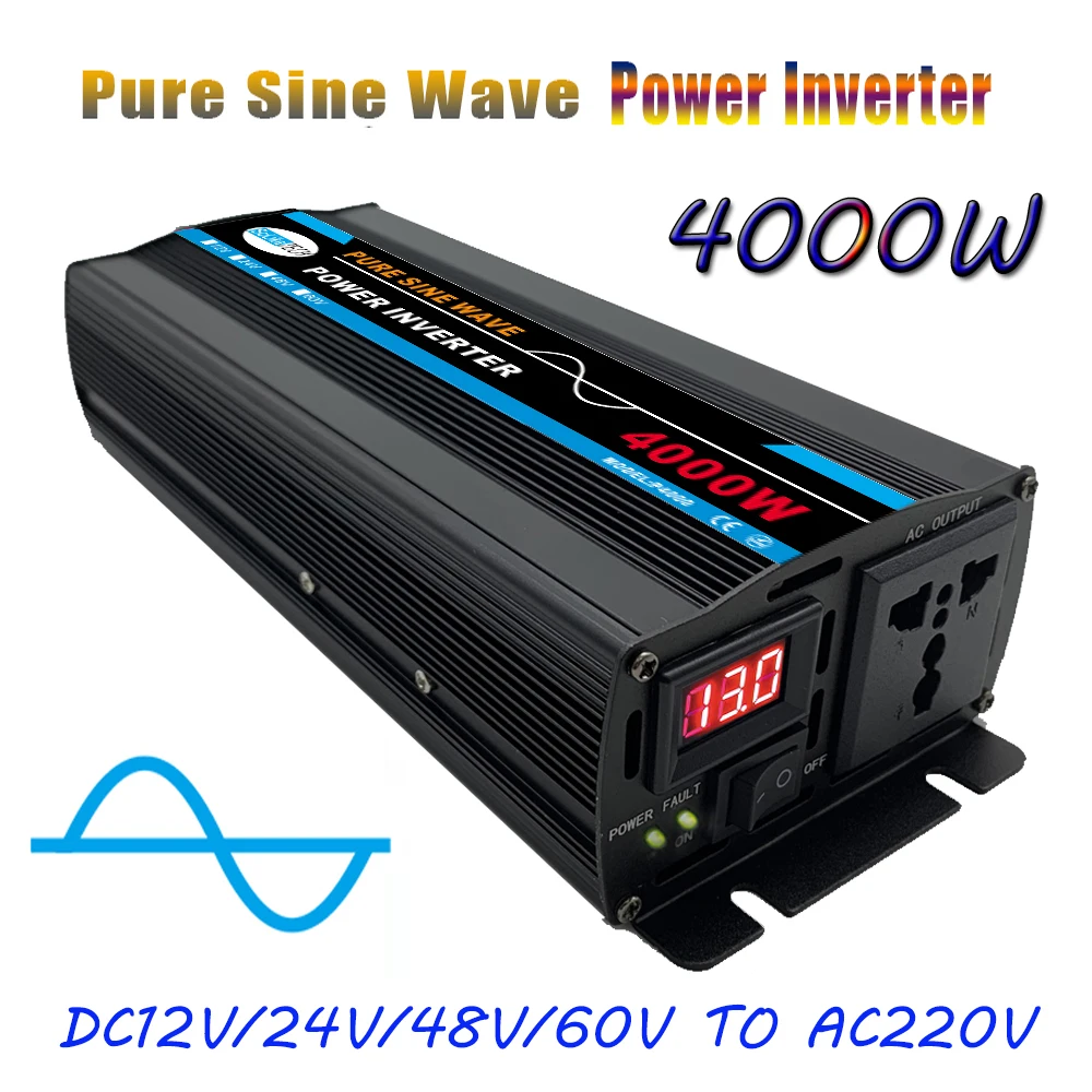 Practical Battery Clip Pure Sine Wave Power Inverter Power Inverter Efficient And Reliable Convert DC 12V 24V To AC 220V