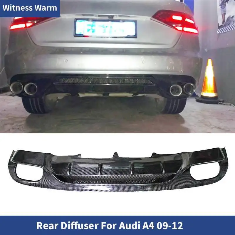 Becquet de lèvre de diffuseur de quatre sorties de pare-chocs arrière de voiture en Fiber de carbone/frp pour Audi A4 B8 Sline Sport séparateur de pare-chocs 09-12