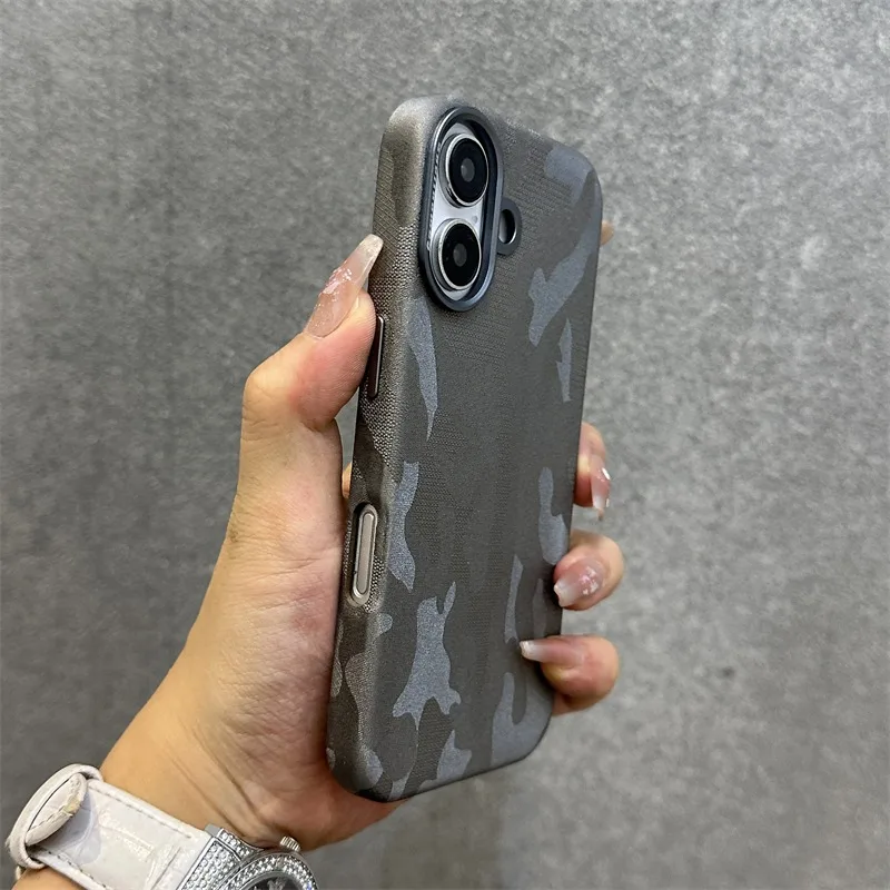 

HOCE камуфляжный кожаный магнитный чехол для телефона для iPhone 16, 15, 14, 13, 12 Pro Max, противоударный жесткий чехол с беспроводной зарядкой