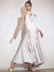 2023 Ballroom Dance Dress Women White Lace Waltz Dance Costume Tango Modern Dance Dress Ballroom Dance Competition Dress BL10685