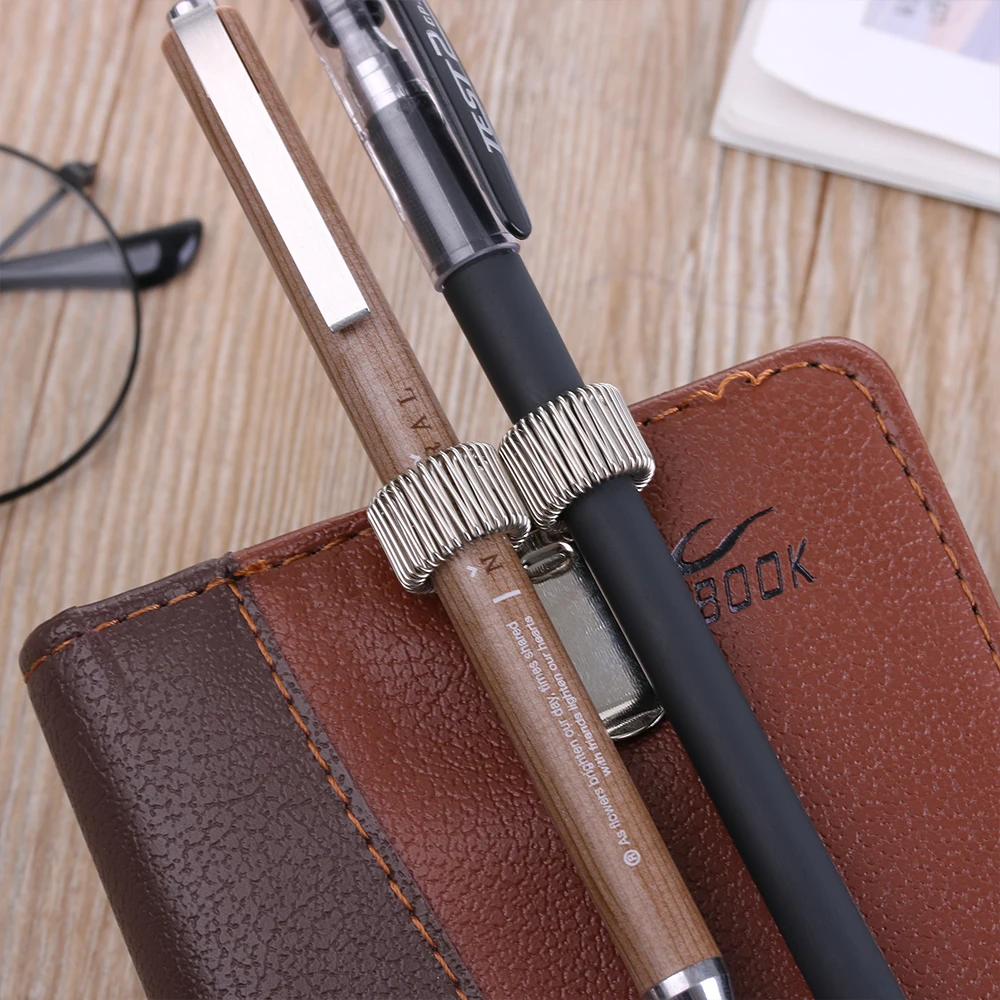 

1Pc Metal Single/Double/Triple Hole Pen Holder Pencil Clip Vintage Diary Journal Notebook Paper Folder Office Writing Supplies