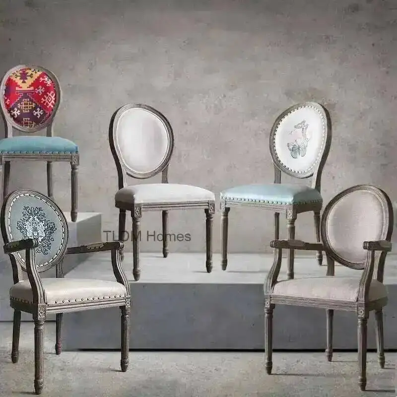 Creative Dining Chairs American Solid Wood Country Made Old Dining Chair Retro Home Furniture Armchair Photo Studio Dining Chair