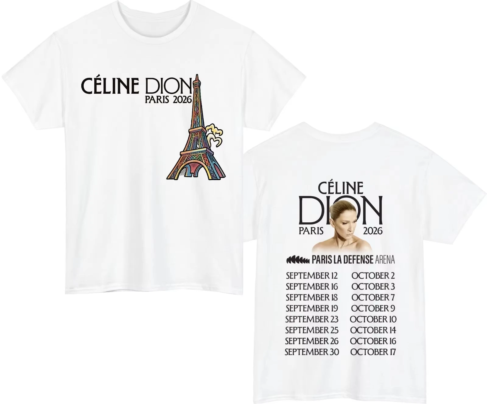 Celine Dion 2026 Paris Tour Grafik-T-Shirt für Männer und Frauen, Sommer Pop-Musik Casual Streetwear Fan-T-Shirt – Detail 5
