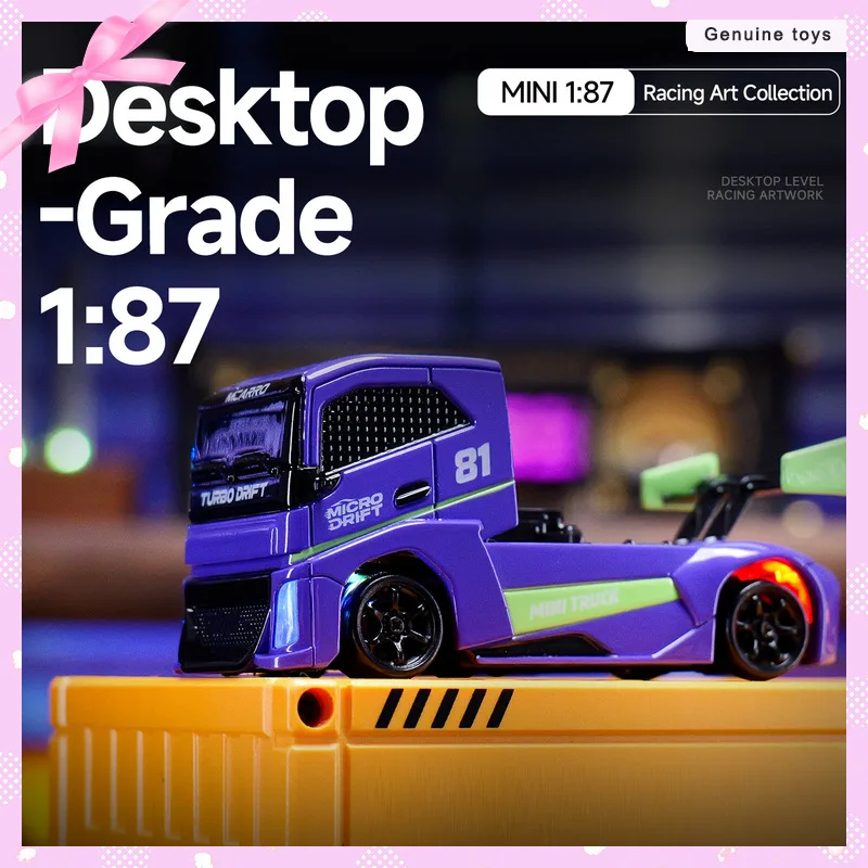 

1:87 Scale Mini Rc Drift Truck 4wd High-Speed 2m/S 2.4ghz Remote Control Car With Led Lights For Desktop Racing Toy For Ages 14+