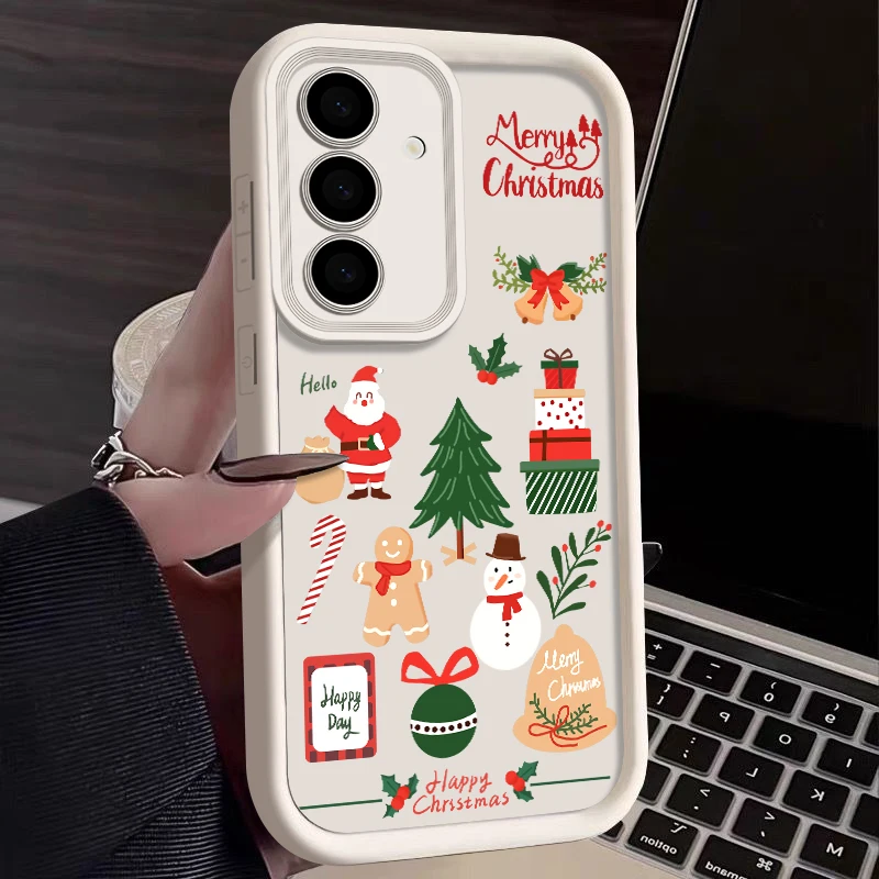 Weihnachten Muster Drucken Telefon Fall Für Samsung Galaxy A17 A56 A16 A15 A55 A54 A53 S24 FE S25 Rand S23 S22 Ultra Plus Soft Cover